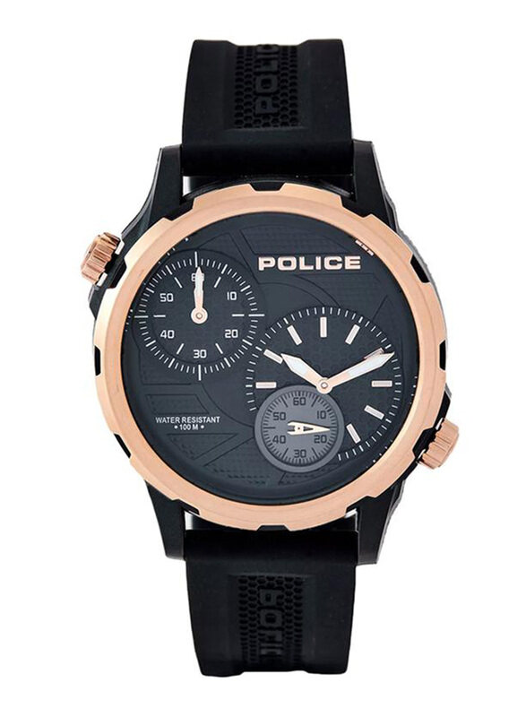 

Police Analog Watch for Men with Silicone Band, P 16019JPBR-02P, Black