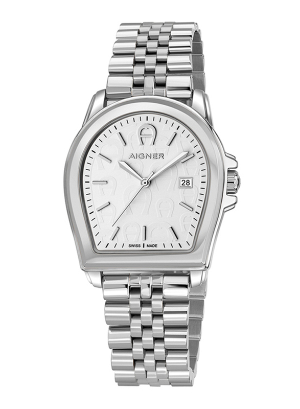 Aigner Verona Wrist Watch for Men with Stainless Steel Band, Water Resistant, ARWGG4810008, Silver-White