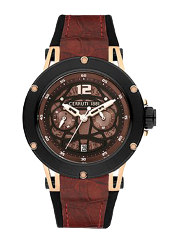 

Cerruti 1881 Analog Watch for Men with Silicone Band, Water Resistant and Chronograph, CIWGQ2224801, Brown