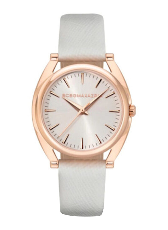 

Bcbgmaxazria BCBG Maxazria Analog Watch for Women with Leather Band, Water Resistant, BAWLA2133802, White-White