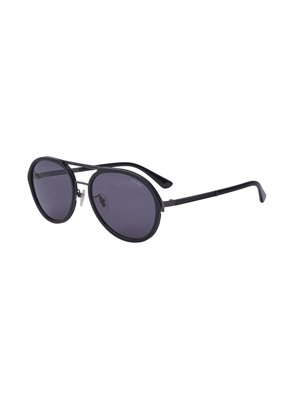 Police Aviator Full Rim Black Sunglasses for Men, Grey Gradient Lens, SPLA57 57-18 0627