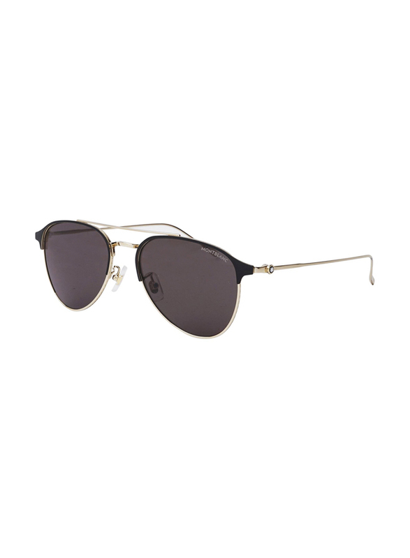 Mont Blanc Aviator Full Rim Black/Gold Sunglasses for Men, Brown Lens, MB0190S 001 55-18