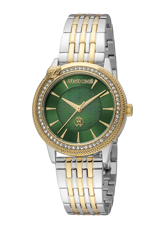 Roberto Cavalli Analog Watch for Women with Stainless Steel Band, Water Resistant, RC5L037M0095, Multicolour-Green