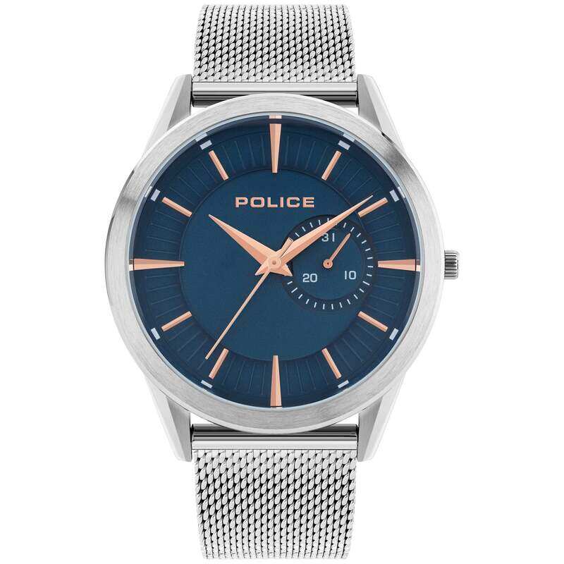 

Police Analog Watch for Men with Mesh Band, Water Resistant, PL.15919JS/03MMA, Silver/Blue