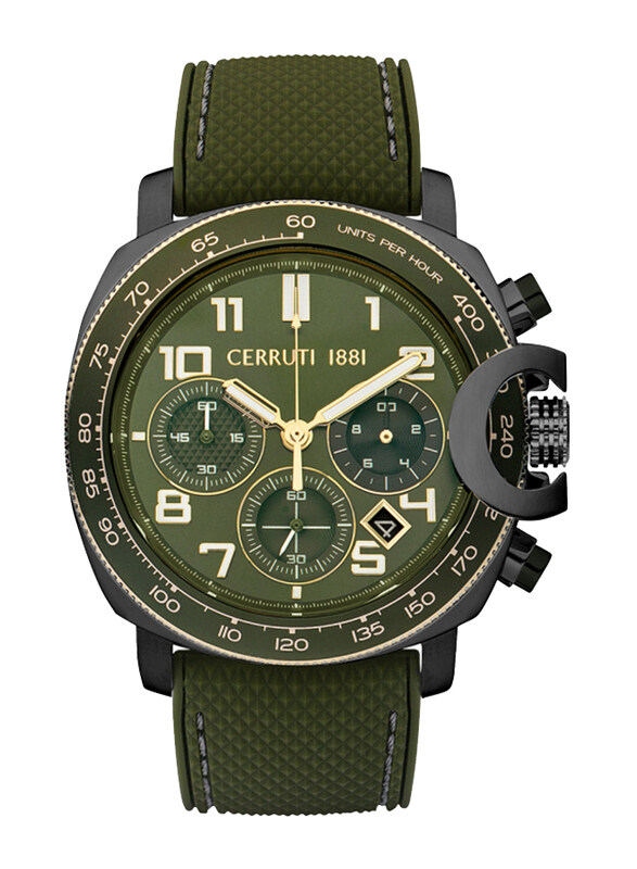 

Cerruti 1881 Analog Watch for Men with Silicone Band, Water Resistant and Chronograph, CIWGO2206803, Olive