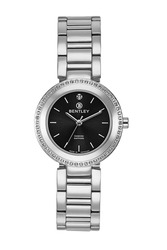 Bentley Analog Watch for Women with Stainless Steel Band, BL1858-102LWBI, Silver-Black