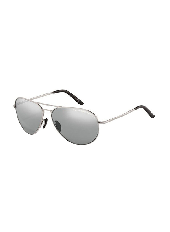 Porsche Design Full Rim Aviator Silver Sunglasses for Men, Grey Lens, P8508 C, 60/12