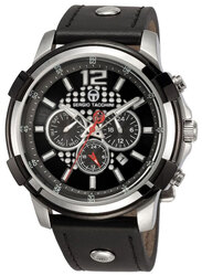 Sergio Tacchini Analog Watch for Men with Leather Genuine Band, ST.1.10046-2, Black-Black