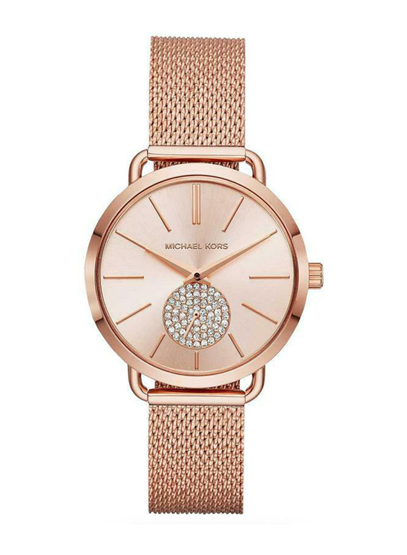 

Michael Kors Analog Watch for Women with Stainless Steel Band, Water Resistant, Rose Gold