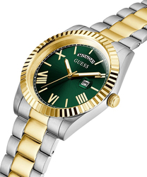 Guess Analog Watch for Men with Stainless Steel Band, Water Resistant, GW0265G8, Silver-Gold/Green