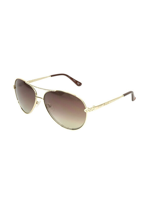 

Guess Aviator Full Rim Gold Sunglasses for Women, Brown Gradient Lens, GU7470-S 32F 60-13