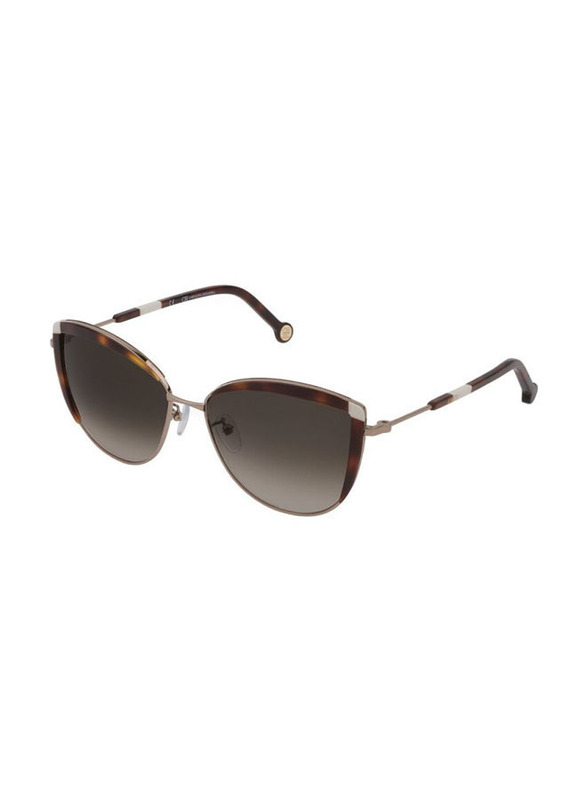 Carolina Herrera Cat Eye Full Rim Havana Brown Sunglasses for Women, Shiny Camel Lens, SHE149 59-16 8FEY