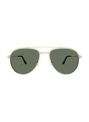 Cartier Full Rim Aviator Silver Sunglasses for Men, Green Lens, CT0325S, 006 59-19