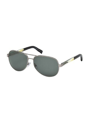 Ermenegildo Zegna Full Rim Aviator Ruthenium Sunglasses for Men, Matte Ruthenium Grey Lens, EZ0010 15N, 62/15/140
