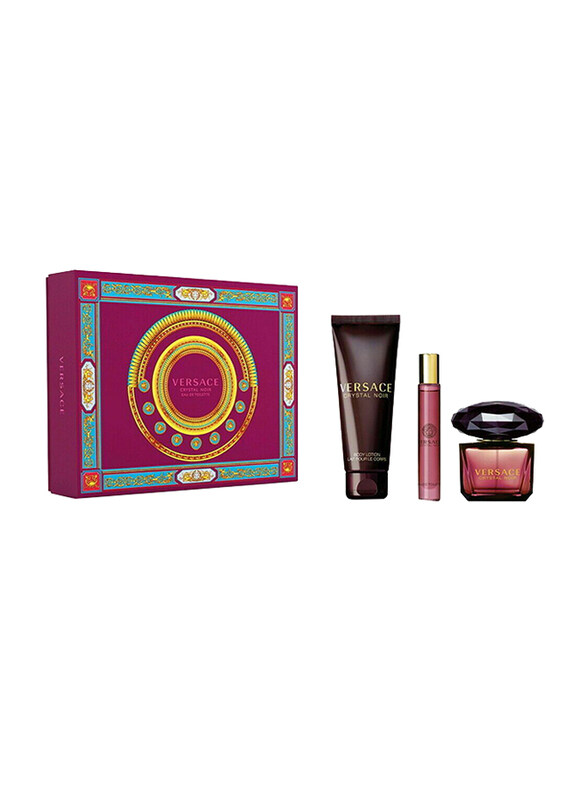 

Versace 3-Piece Crystal Noir Gift Set for Women, 90ml EDT Perfume, 10ml EDT Perfume, 150ml Body Lotion