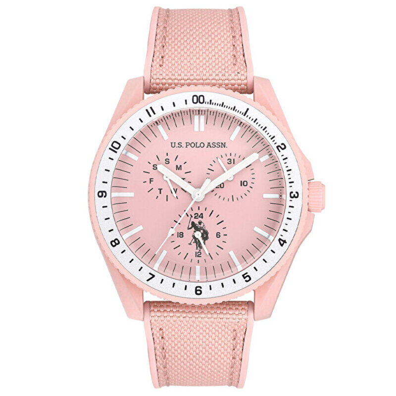 

US Polo Assn. Analog Watch for Women with Silicone Band, Water Resistant, Uspa1053-02, Pink