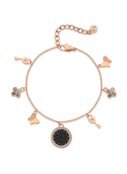 Cerruti 1881 Stainless Steel Corniglia Charm Bracelet for Women with Crystal, CIJLB0003704, Rose Gold