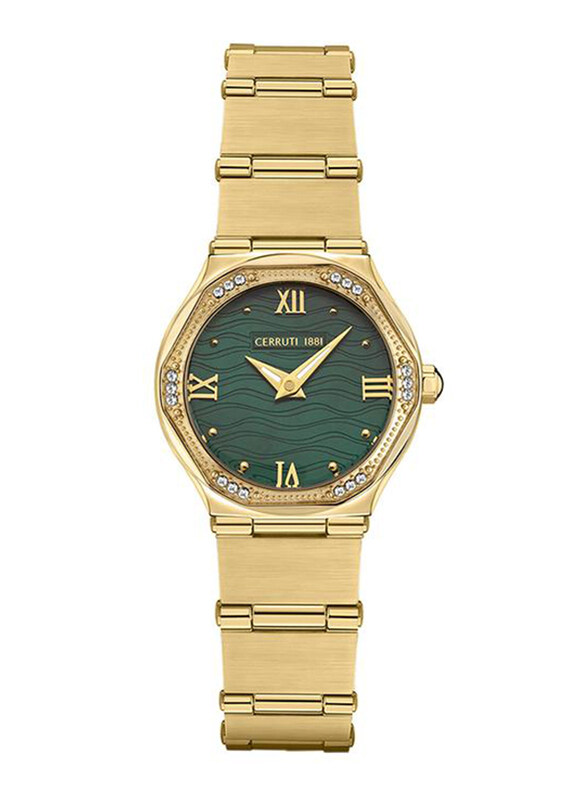 

Cerruti 1881 Analog Watch for Women with Stainless Steel Band, Water Resistant, CIWLG2117004, Gold-Green