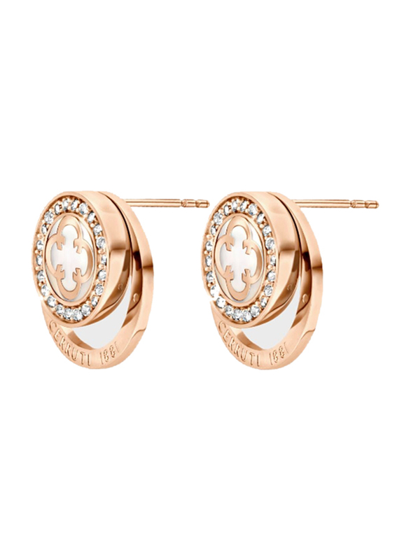 Cerruti 1881 Stainless Steel Onagrace Stud Earring for Women, with Crystal, CIJLE0000703, Rose Gold