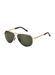 Porsche Design Full Rim Pilot Gold Sunglasses for Men, Grey Lens, P8649 A, 62/10