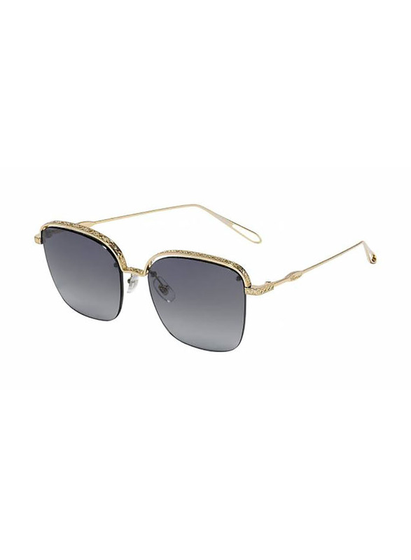 Chopard Square Full Rim Gold Sunglasses for Women, Smoke Grey Lens, SCHD45S 0300