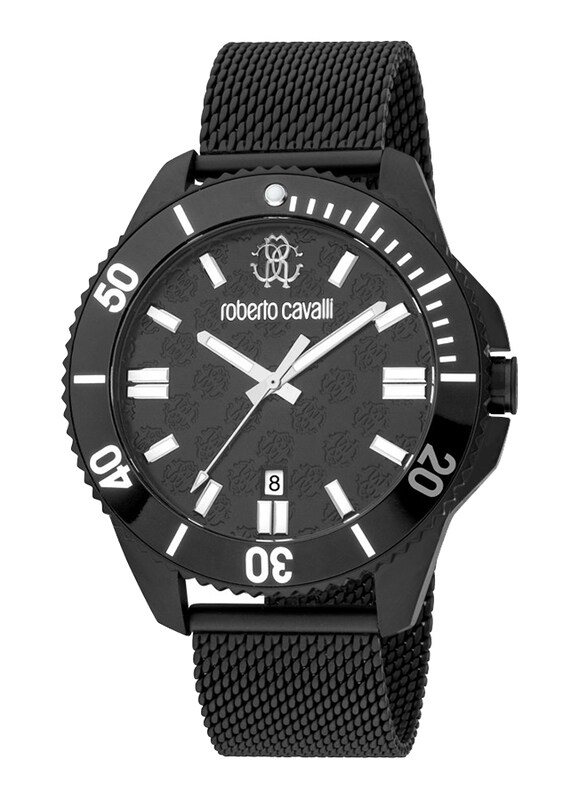 

Roberto Cavalli Analog Watch for Men with Mesh Band, Black