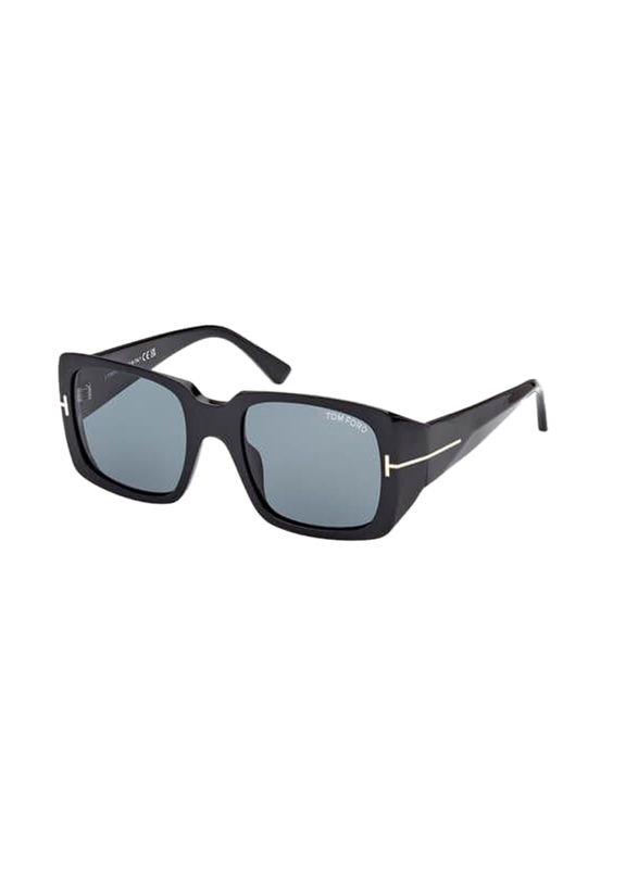Tom Ford Full-Rim Square Shiny Black Sunglasses for Women, Blue Lens, Ft1035/s 01v, 51/20/135