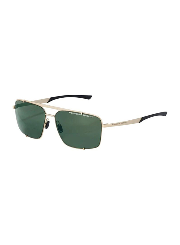 Porsche Design Full-Rim Pilot Gold Sunglasses for Men, Green Lens, P8919 B, 63/15/145