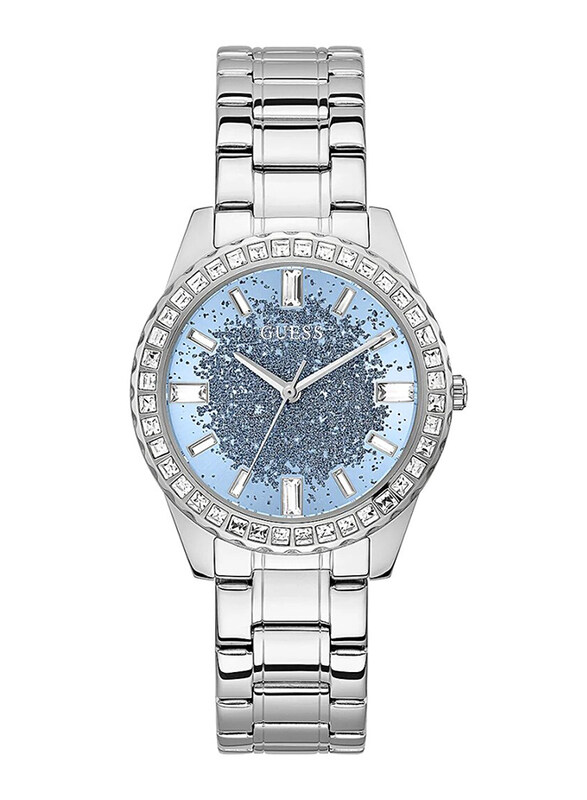 

Guess Analog Watch for Women with Stainless Steel Band, Water Resistant, GW0405L1, Silver/Blue