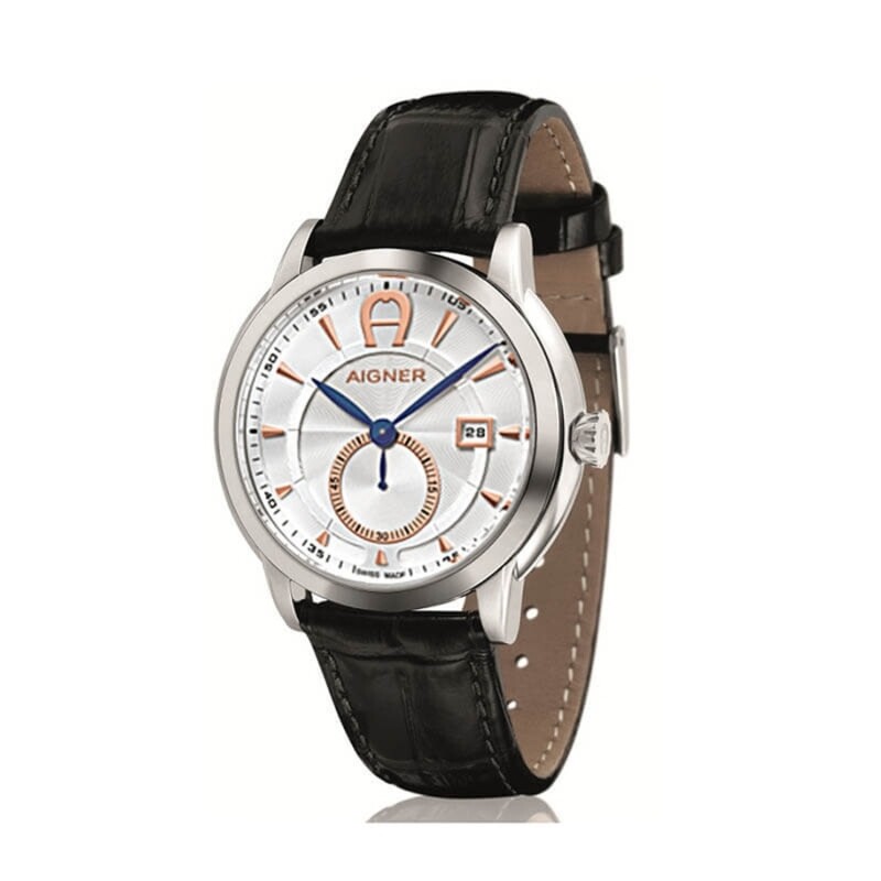 

Aigner Analog Watch for Men with Leather Genuine Band, M A24041G, Black-White