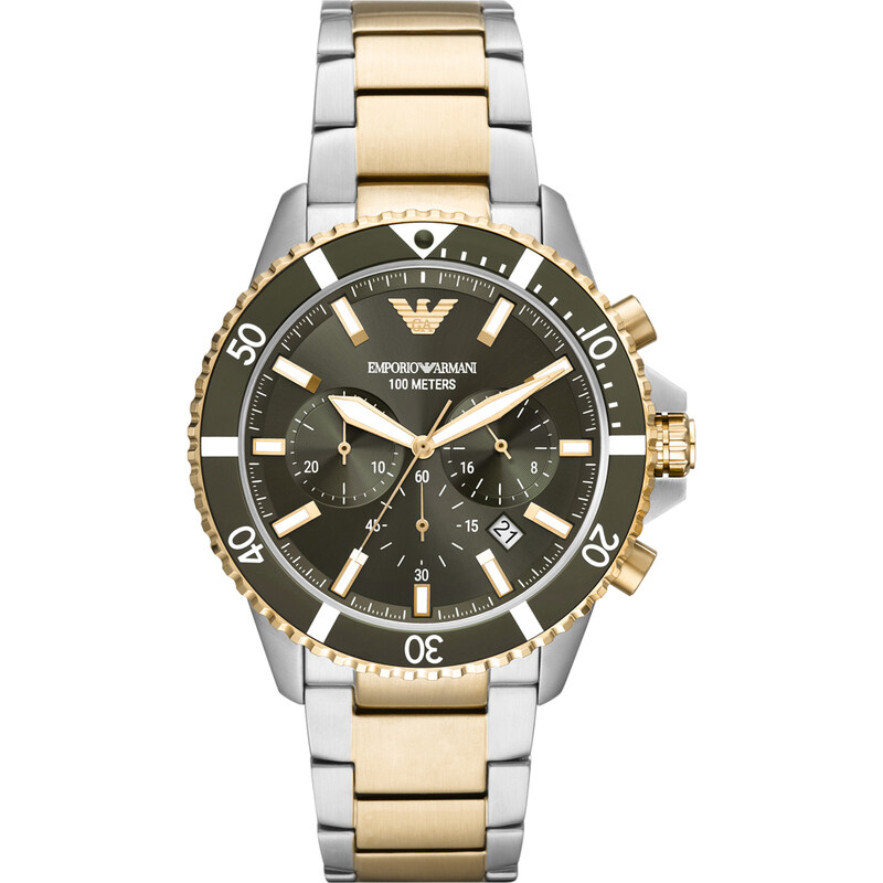 

Emporio Armani Analog Watch for Men with Stainless Steel Band, AR11361, Multicolour-Olive