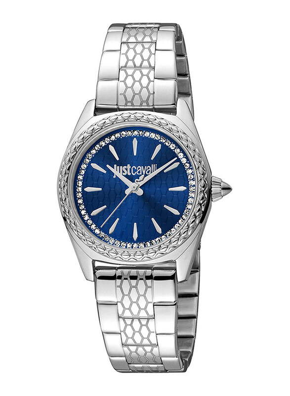 

Just Cavalli Analog Watch for Women with Stainless Steel Band, Water Resistant, JC1L239M0055, Silver-Blue