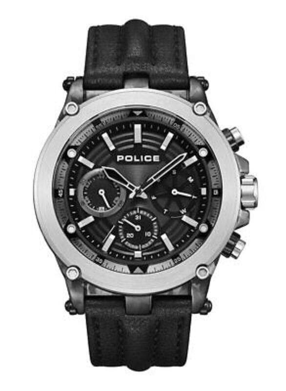 

Police Taman Analog Watch for Men with Leather Band, Water Resistant, PEWJF2226640, Black