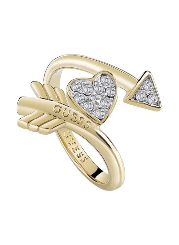 Guess Cupid Ring for Women with Crystal Stone, Gold, EU 54