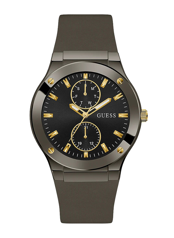 Guess Analog Watch for Men with Silicone Band, Water Resistant, GW0491G1, Grey/Black