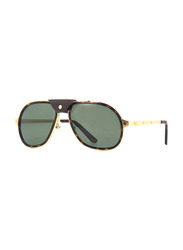 Cartier Aviator Full Rim Brown Sunglasses for Men, Green Lens, CT0241S 002