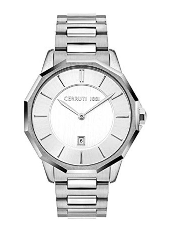 

Cerruti 1881 Analog Watch for Men with Stainless Steel Band, Water Resistant, CRA29702, White-Silver