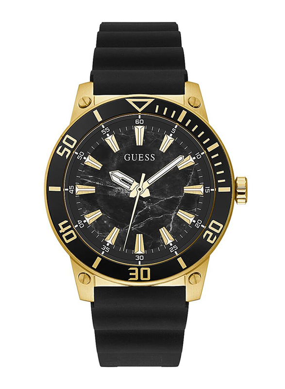 Guess Analog Watch for Men with Silicone Band, Water Resistant, GW0420G2, Black