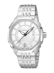 Roberto Cavalli By Fr. Muller Analog Watch for Men with Stainless Steel Band, Water Resistant, RV1G192M0041, Silver-White