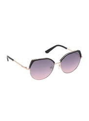Guess Half Rim Oval Black Sunglasses for Women, Burgundy Lens, GU7736 01U, 58/16