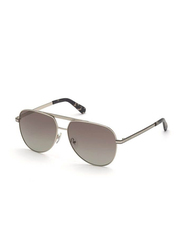 Guess Full Rim Pilot Silver Sunglasses for Unisex, Grey Lens, GU00027, 10B 61-14