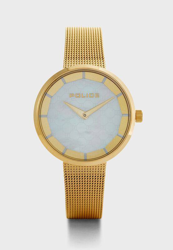 

Police Analog Watch for Women with Mesh Band, P 15701LSG-D28MM, Gold-Pearl