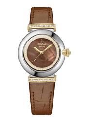 Jovial Analog Watch for Women with Leather Band, 1514LTLQ40E, Brown