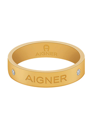 Aigner Gold Plated Brass with Crystals Fashion Ring for Women, M AJ61068.52, Size 52, Gold