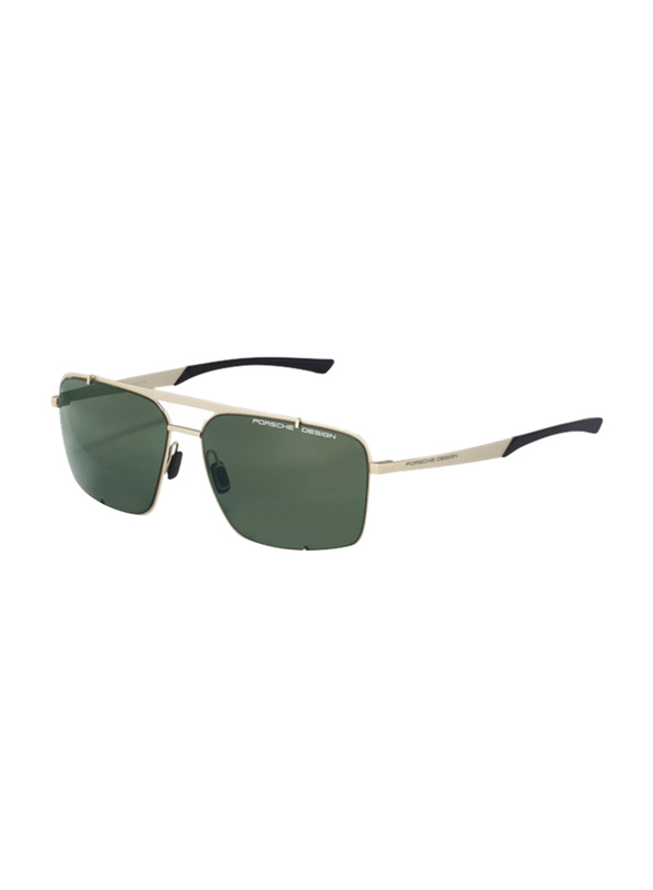 Porsche Design Full Rim Pilot Light Gold Sunglasses for Men, Green Lens, P8919 B, 63/15