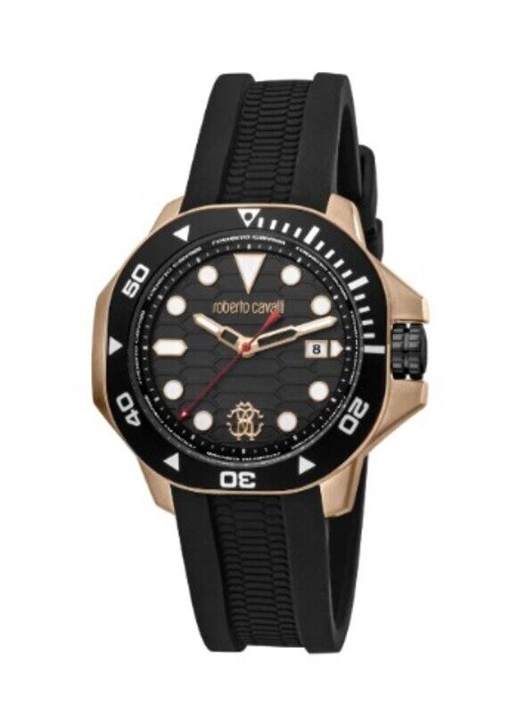 

Roberto Cavalli Analog Watch for Men with Silicone Band, RC5G044P0085, Black