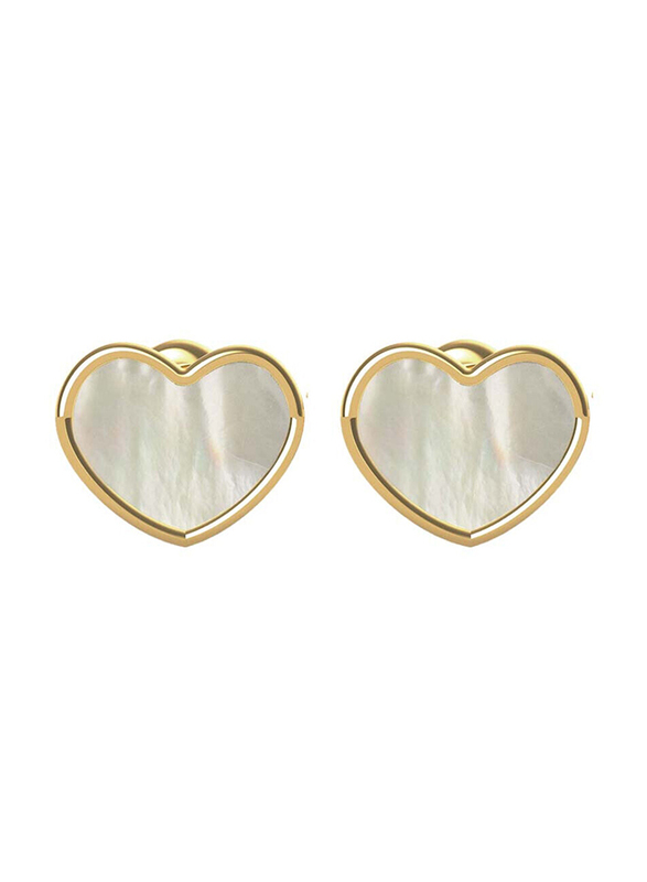 Guess Gold Tone Mother of Pearl Stud Earrings For Women
