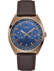 Guess Analog Watch for Men with Leather Genuine Band, GW0212G2, Brown-Blue