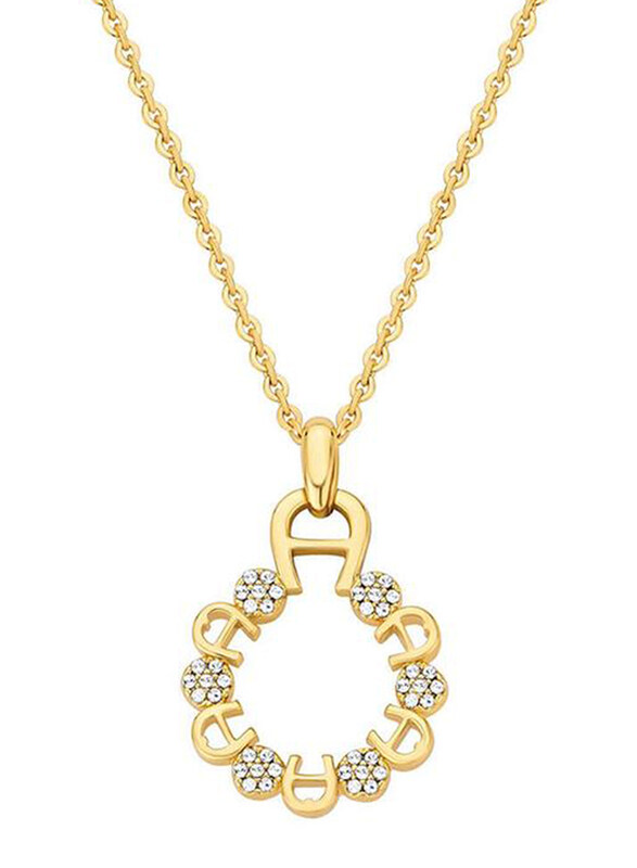 

Aigner Gold Plated Round Pendant with A Logo & Swarovski Pendant Necklace for Women, M AJ64070
