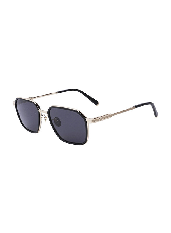 

Police Full Rim Square Gold Sunglasses for Men, Grey Lens, SPLC56, 55/19/145